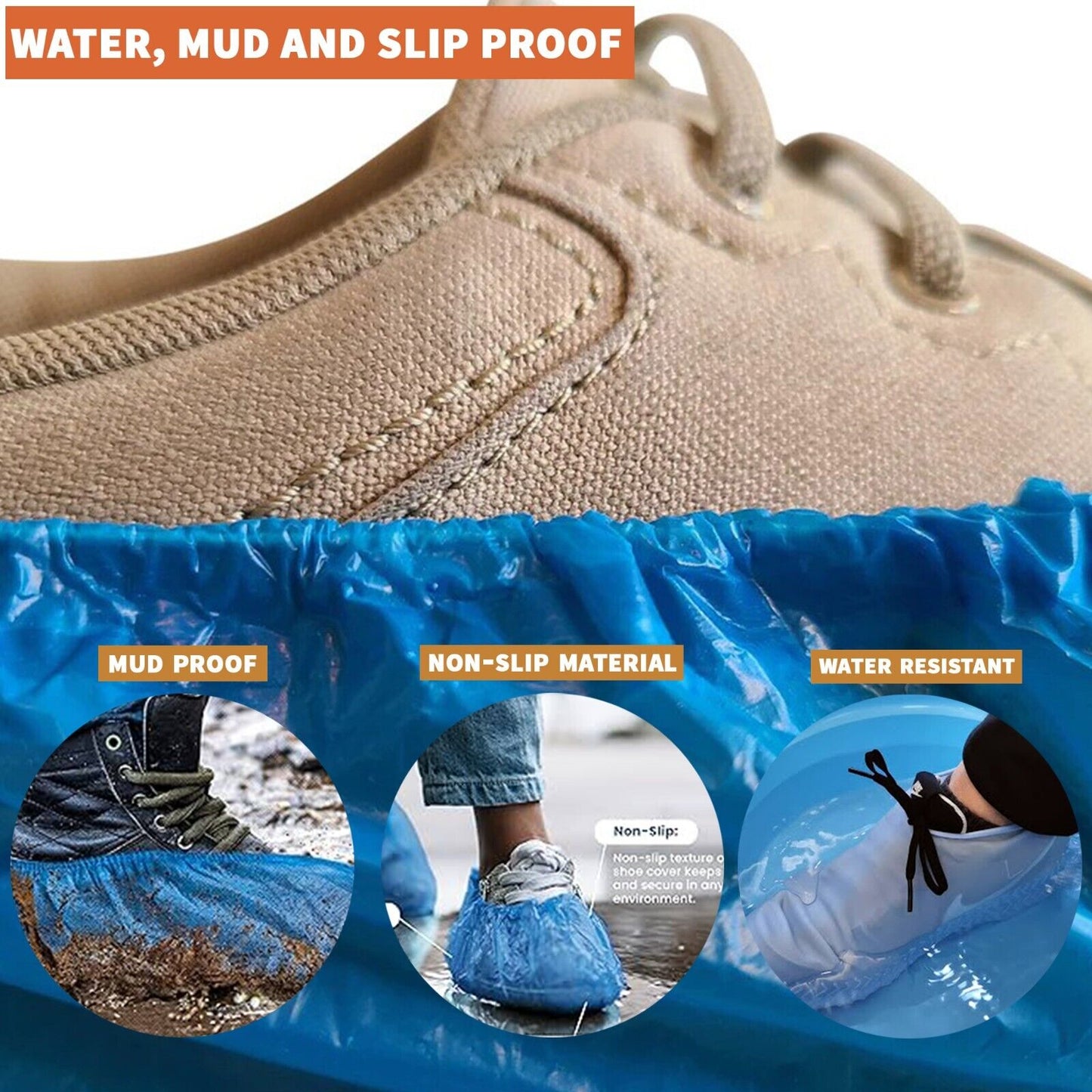 Disposable Shoe Cover Blue Anti Slip Cleaning Overshoes Boot Safety