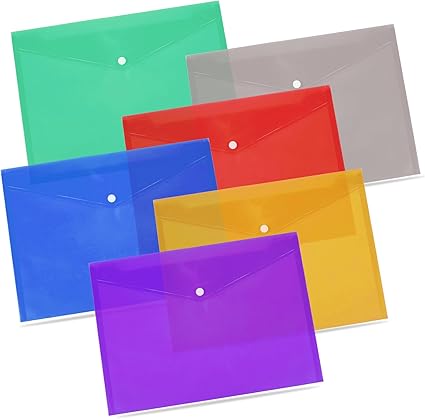 25 A5 Bright Transparent Popper Wallet/Paper Wallets - Assorted Colours