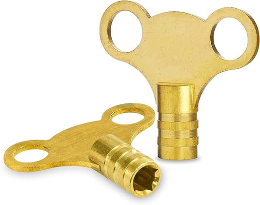 2 Brass Radiator Keys - Rad Bleed Vent Air Lock Key Plumbers Valve Key