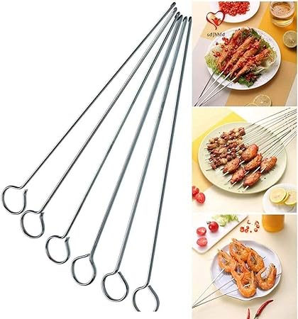 18 Metal BBQ Skewers BBQ Food Meat Kebab Skewers Grill Meat Cooking Steel Sticks Barbecue