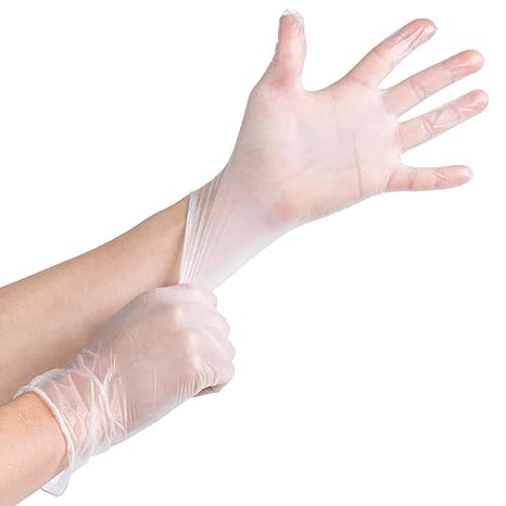 G4GADGET 100 Vinyl PowderFree Clear Examination Gloves LatexFree Gloves Small, Clear (Transparent)