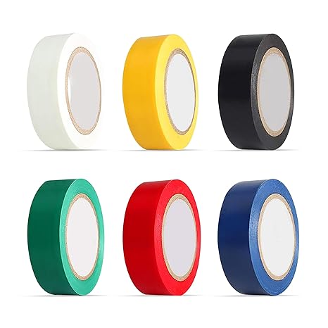 G4GADGET 6 Rolls PVC Electrical Insulation Tape, 2.7m x 18mm, Multi-Colour Pack - Waterproof, UV-Resistant