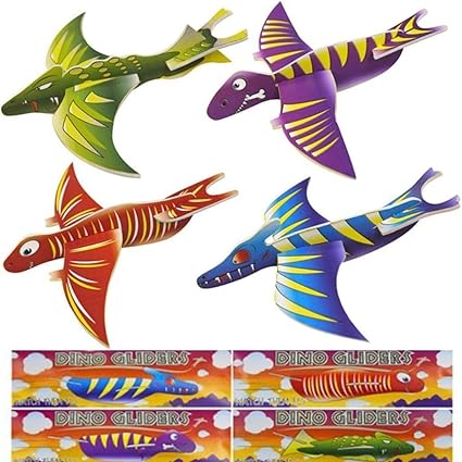 G4GADGET Pack of 12 Dinosaur Flying Glider Planes Kids Gift-Party Loot Bag Stocking Fillers Fun