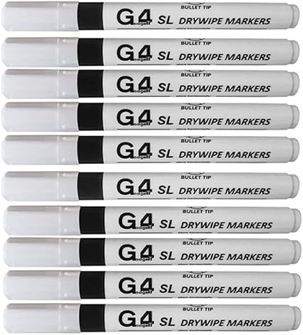 G4GADGET 50 X Whiteboard Dry Wipe Marker Pens Bullet TipNon-Toxic Ink Black Colour