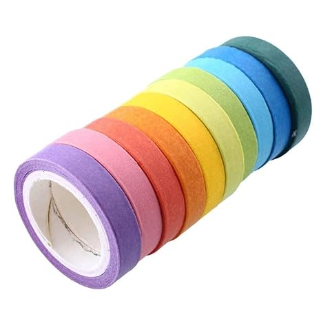 G4GADGET Brillaint Style 10x Rainbow Washi Sticky Paper Masking Adhesive Decorative Tape