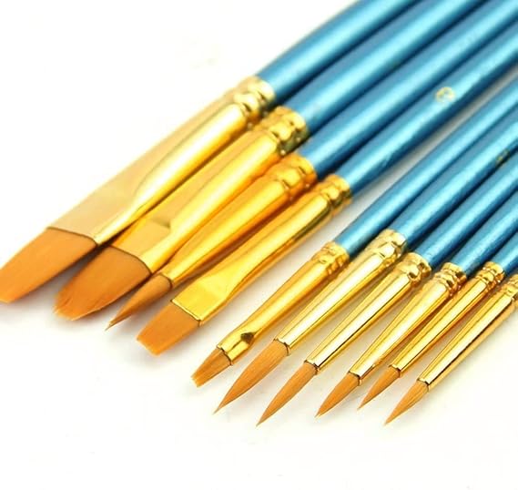 10 Artists Paint-Brushes, 18-21cm Paint Brushes, For Watercolour Acrylic & Oil Painting