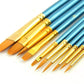 10 Artists Paint-Brushes, 18-21cm Paint Brushes, For Watercolour Acrylic & Oil Painting