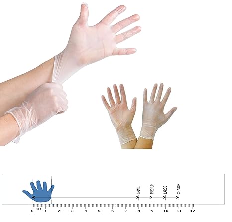 G4GADGET 100 Vinyl PowderFree Clear Examination Gloves LatexFree Gloves Small, Clear (Transparent)