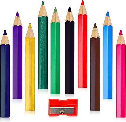 G4GADGET 10 Chunky Colouring Pencils Set with Sharpener – Pre-Sharpened Triangular Pencils for Kids & Adults, Perfect for School, Home, Parties & Gifts