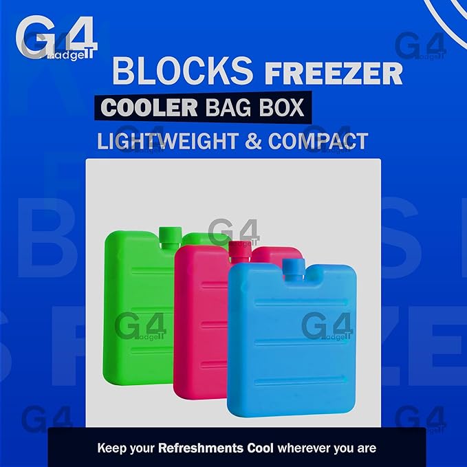 G4GADGET| Pack 8CM Freezer Blocks Ice Brick Pack Block Blocks Freezer Cooler Bag Box Travel Picnic