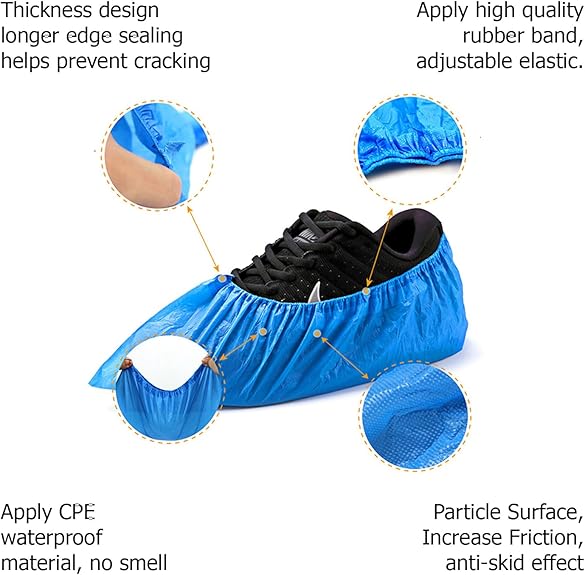 G4GADGET 30-Pack Disposable Shoe Covers – Blue, Anti-Slip Cleaning Overshoes for Safe Indoor & Outdoor Use.