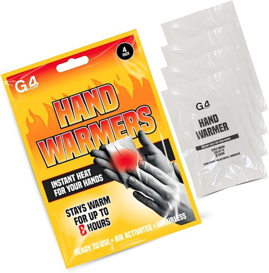 G4GADGET Hand Warmers - 4 Pack | Instant, long-lasting warmth for hands. Perfect for winter sports and outdoor activities