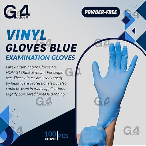 100% Vinyl Powder-Free Blue Gloves | Small, Food Safe, Latex-Free, Comfortable Fit