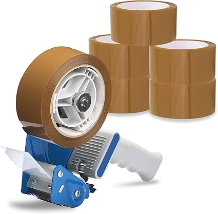 G4GADGET Tape Gun Dispenser| Pack of 6 Brown Rolls | 48MM x 66M | Heavy Duty Packing