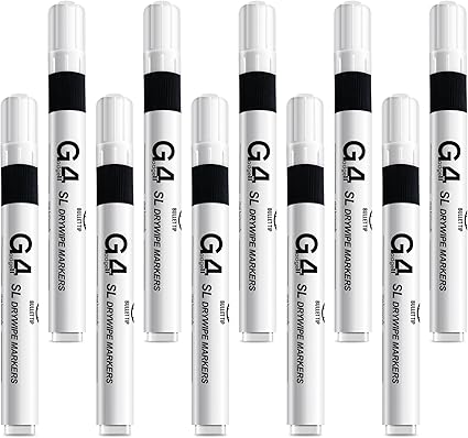 G4GADGET Nice Style Pack of 10 Non-Toxic Ink Black Colour Whiteboard Dry Wipe Marker Pens Bullet Tip