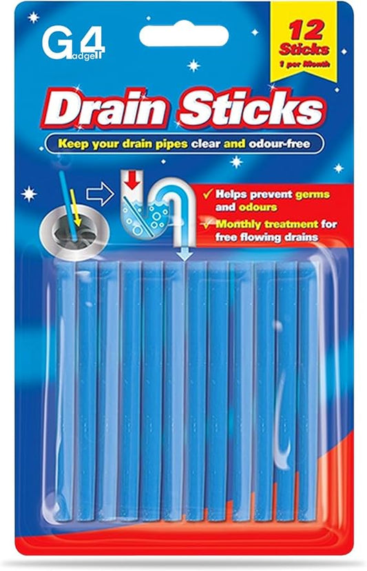 G4GADGET Drain Sticks - 12 pack enzymatic cleaner for preventing blockages and odors.