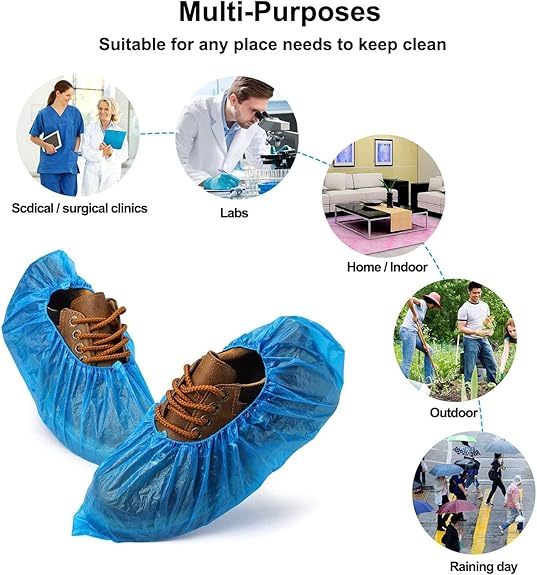 G4GADGET 30-Pack Disposable Shoe Covers – Blue, Anti-Slip Cleaning Overshoes for Safe Indoor & Outdoor Use.