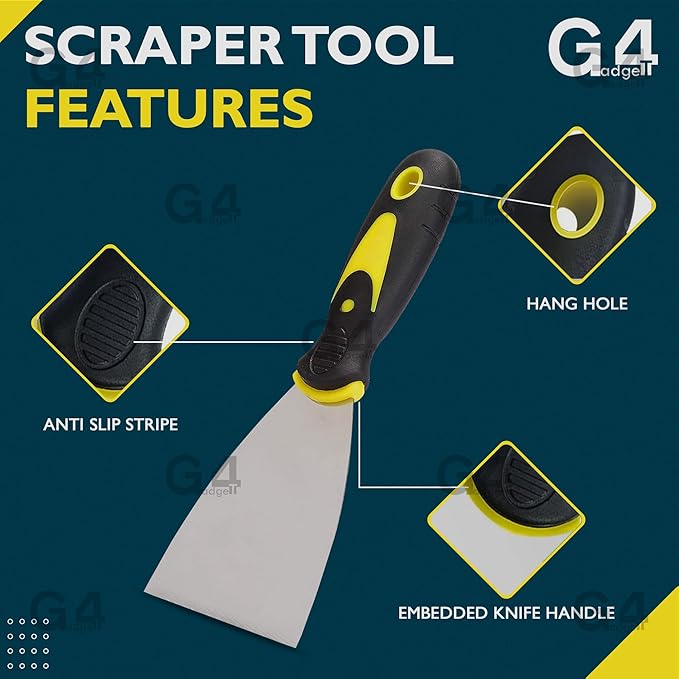 G4GADGET 4-Inch Scraper – Stainless steel blade, ergonomic non-slip handle for all projects