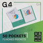 G4GADGET Pack of 50 A4 Clear Plastic Punch Punched Pockets Folders Filing Wallets Sleeves