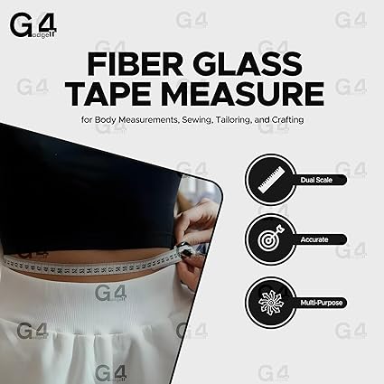 G4GADGET Double-Sided Measuring Tape (60 inches/150cm) – Flexible Fiber Glass Tape for Body Measurements, Sewing, and Crafting.