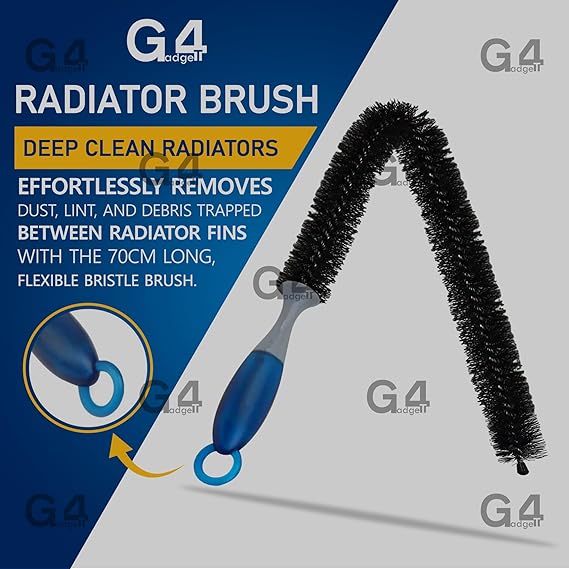 G4GADGET Radiator Cleaning Brush 70cm Flexible Brush with Wooden Handle for Dust & Debris in Hard-to-Reach Areas