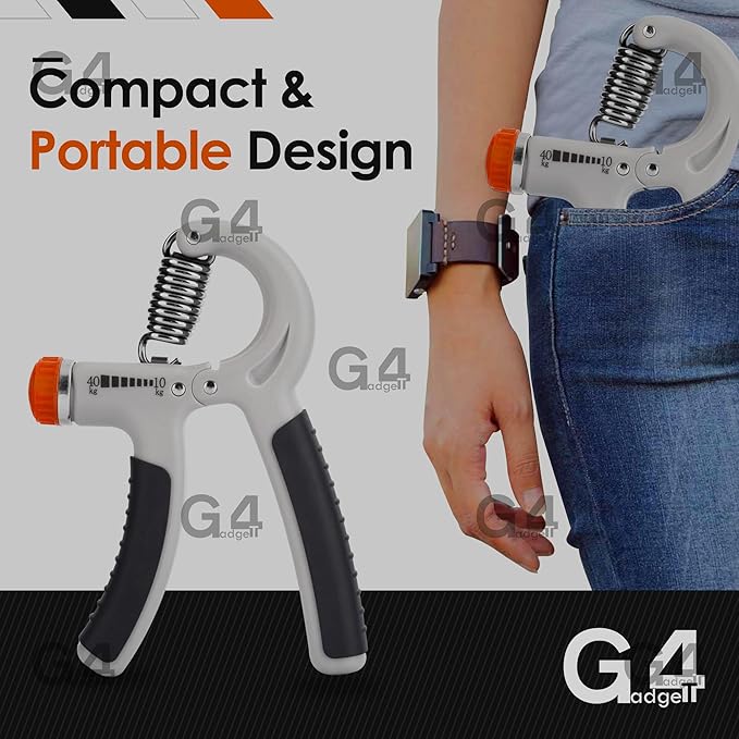 G4GADGET Hand Grip Strengthener 10-40kg 11-88 Lbs - Adjustable Resistance Hand Exerciser for Wrist Forearm & Finger Strength - Athletes Musicians Recovery