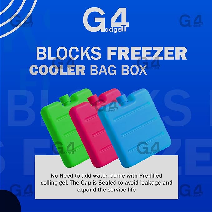 G4GADGET| Pack 8CM Freezer Blocks Ice Brick Pack Block Blocks Freezer Cooler Bag Box Travel Picnic