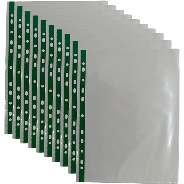 A4 90 Micron Clear Plastic Punched Pockets Filing Wallets Folders