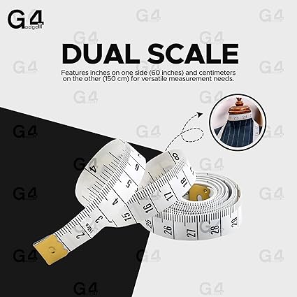 G4GADGET Double-Sided Measuring Tape (60 inches/150cm) – Flexible Fiber Glass Tape for Body Measurements, Sewing, and Crafting.