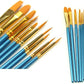 10 Artists Paint-Brushes, 18-21cm Paint Brushes, For Watercolour Acrylic & Oil Painting