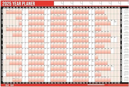 2025 A1 Large Year Planner | 85cm x 58cm | Laminated Wall Calendar | Includes Stickers & Dry Wipe Pen