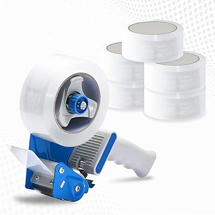 G4GADGET Tape Gun Dispenser | Pack of 6 Clear Rolls | 48MM x 66M | Heavy Duty Packing