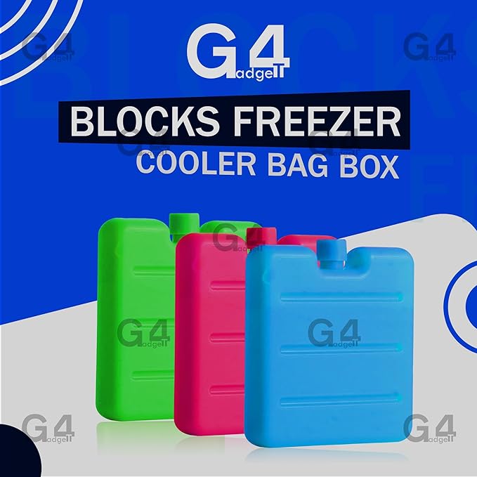 G4GADGET| Pack 8CM Freezer Blocks Ice Brick Pack Block Blocks Freezer Cooler Bag Box Travel Picnic