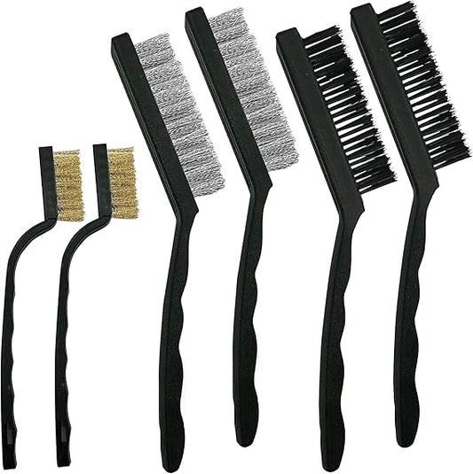 Pack of 6 x Steel Nylon & Copper Wire Durable Brush Cleaning Paint Metal Rust Remover Brushes