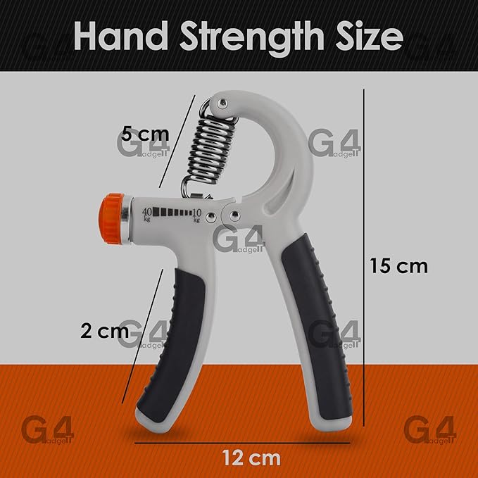 G4GADGET Hand Grip Strengthener 10-40kg 11-88 Lbs - Adjustable Resistance Hand Exerciser for Wrist Forearm & Finger Strength - Athletes Musicians Recovery