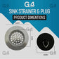 G4GADGET Stainless Steel Sink Strainer & Plug Set – Clog Prevention & Odor Control for Kitchen & Bathroom Drains, Silver