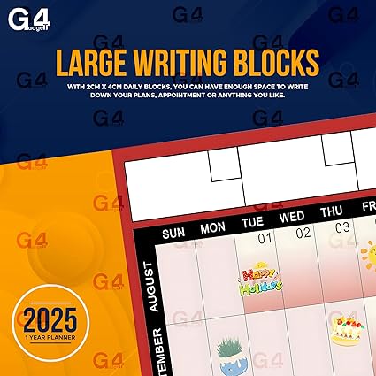 2025 A1 Large Year Planner | 85cm x 58cm | Laminated Wall Calendar | Includes Stickers & Dry Wipe Pen