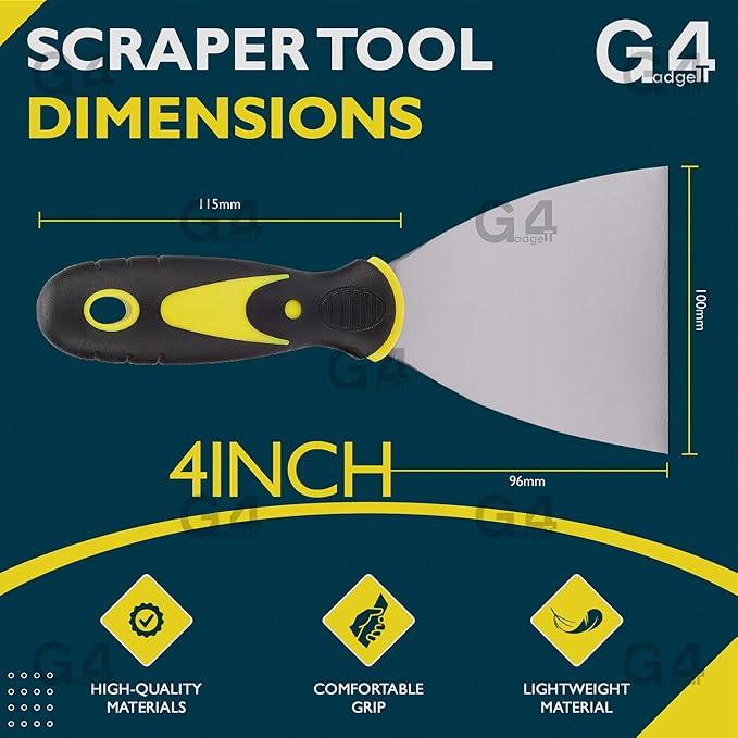 G4GADGET 4-Inch Scraper – Stainless steel blade, ergonomic non-slip handle for all projects