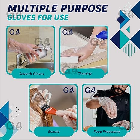 G4GADGET 100 Large Clear Vinyl Powder Free Examination Gloves Latex Free Gloves