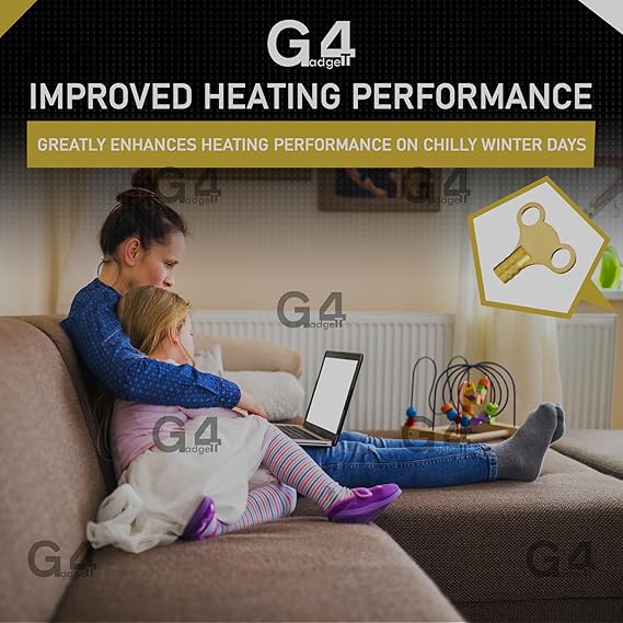 G4GADGET Pack of 2 Radiator Bleed Keys - Solid Brass Clock Style for Easy Bleeding and Air Venting, Universal Fit for Radiator Valves