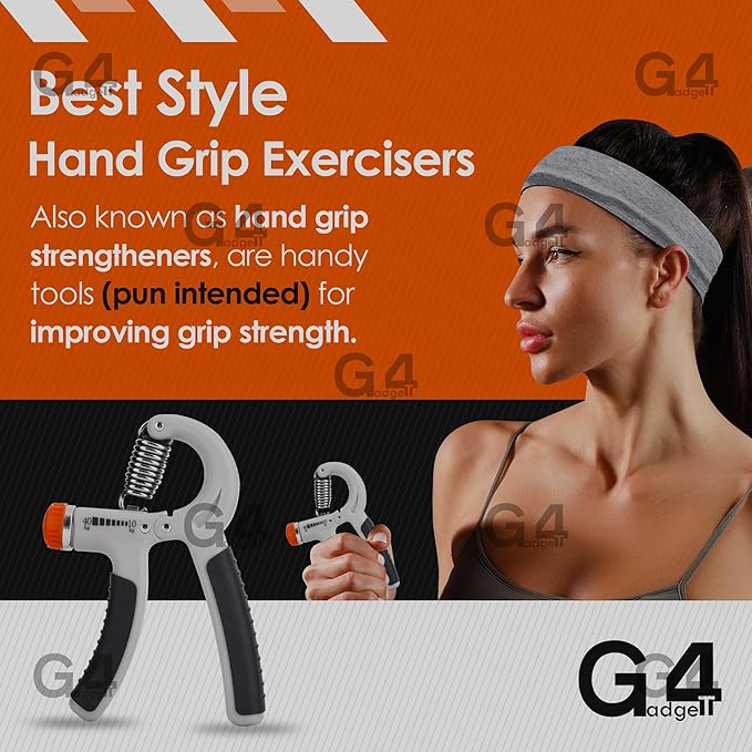 G4GADGET Hand Grip Strengthener 10-40kg 11-88 Lbs - Adjustable Resistance Hand Exerciser for Wrist Forearm & Finger Strength - Athletes Musicians Recovery