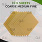 10 Assorted Sandpaper Sheets – Includes 3 Coarse, 4 Medium, and 3 Fine Grits – Ideal for Painting, Decorating, and DIY Home Projects.