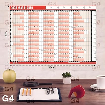 2025 A1 Wall Calendar & Year Planner – Large Laminated, Includes Wipe-Dry Pen & Sticker Dots (85 cm x 58 cm)