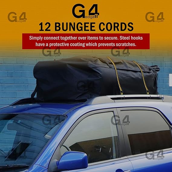 G4GADGET 12-Pack Bungee Cords with Hooks (4x 30cm, 4x 45cm, 4x 60cm) – Weatherproof, UV-Resistant for Camping & Outdoor Use