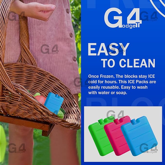 G4GADGET| Pack 8CM Freezer Blocks Ice Brick Pack Block Blocks Freezer Cooler Bag Box Travel Picnic