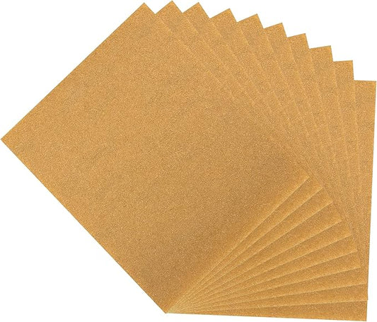 10 Assorted Sandpaper Sheets – Includes 3 Coarse, 4 Medium, and 3 Fine Grits – Ideal for Painting, Decorating, and DIY Home Projects.