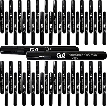 G4GADGET 50 Black Permanent Markers – Fine Point, Bullet Tip, Multi-Surface Use for Office, School, and Creative Projects.