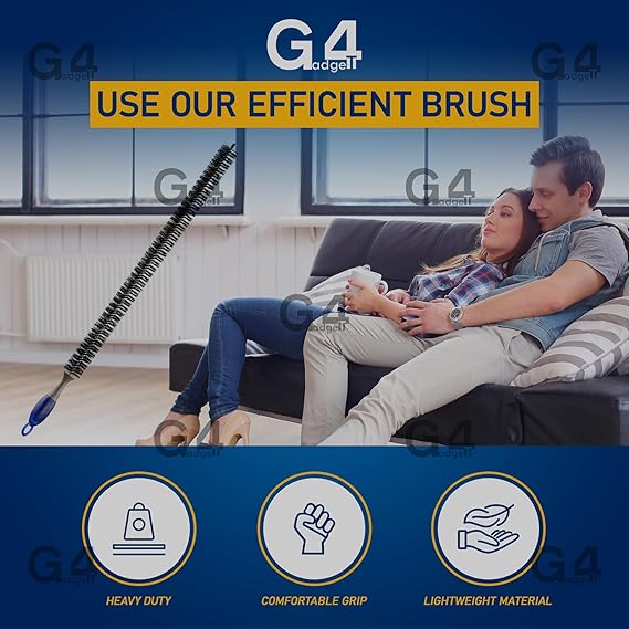 G4GADGET Radiator Cleaning Brush 70cm Flexible Brush with Wooden Handle for Dust & Debris in Hard-to-Reach Areas