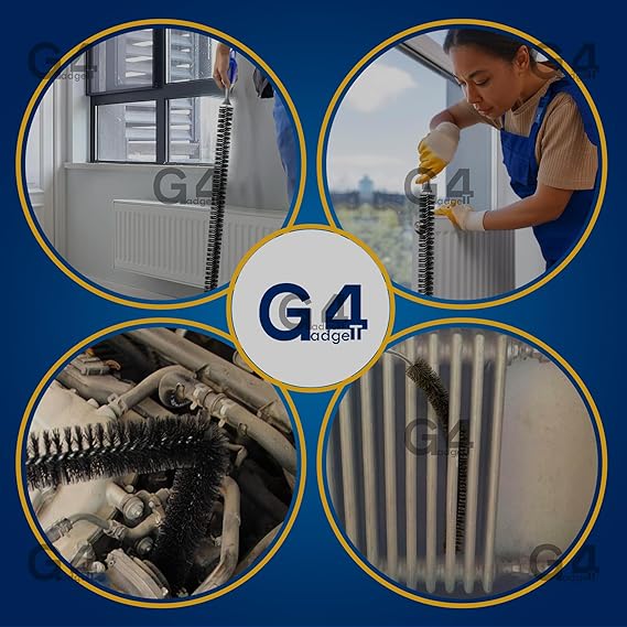 G4GADGET Radiator Cleaning Brush 70cm Flexible Brush with Wooden Handle for Dust & Debris in Hard-to-Reach Areas