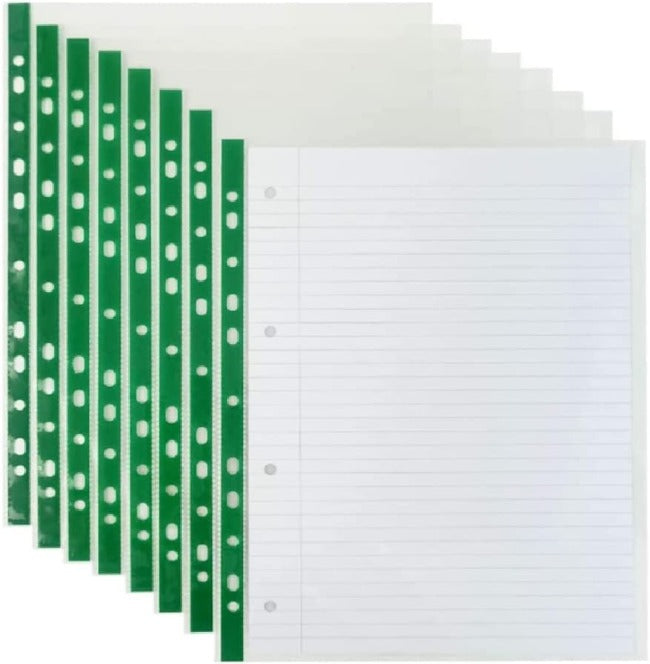 A4 Punched Pockets - 30 Micron, Holds 10-15 Sheets, for Folders & Filing.